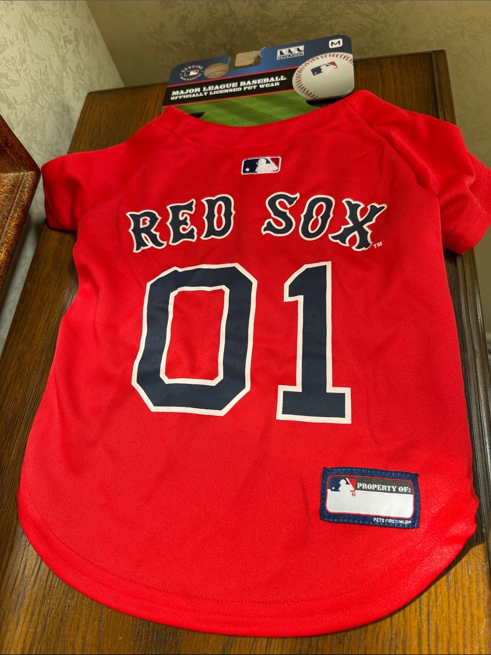 Pets First Red Sox Dog Jersey in Red and Navy. Size M. 14”-18”.